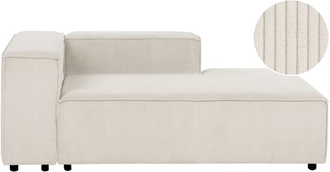 BELIANI ARDAL - Chaise longue - Off-white - Linkszijdig - Corduroy
