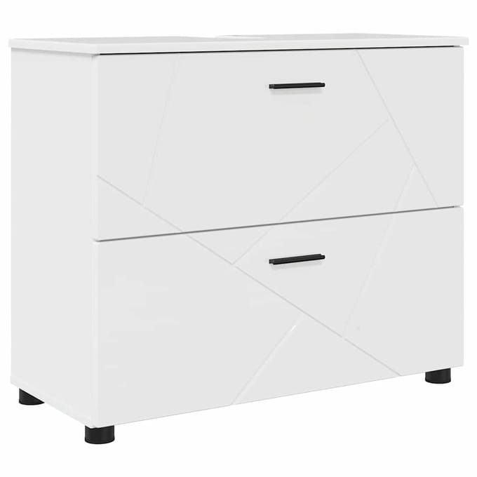 vidaXL - Badkamerkast - met - lade - Hoogglans - wit - 76,5 - x - 35 - x - 64 - cm