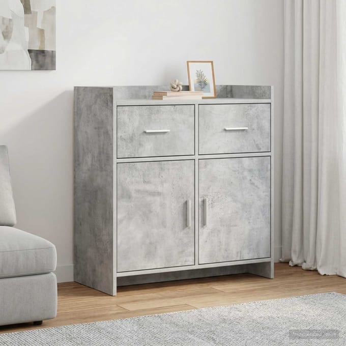 vidaXL - Dressoir - Betongrijs - 75 - x - 36 - x - 80 - cm - Bewerkt - hout