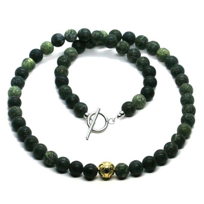 IbizaMen - heren - ketting - edelsteen - leger - groen - 8mm - 50cm