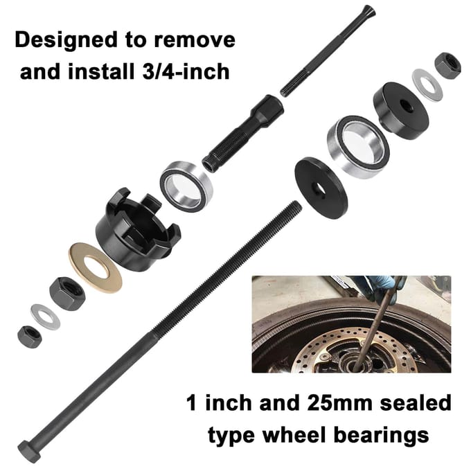 Motorwiellagerverwijderaarset Motorwiellagertrekkersets Handreparatiegereedschap zwart