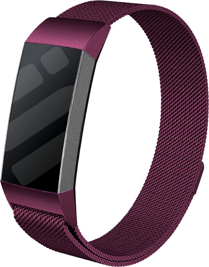 Strap-it Luxe Milanese band - geschikt voor Fitbit Charge 3 / Fitbit Charge 4 - paars - Maat: Maat L