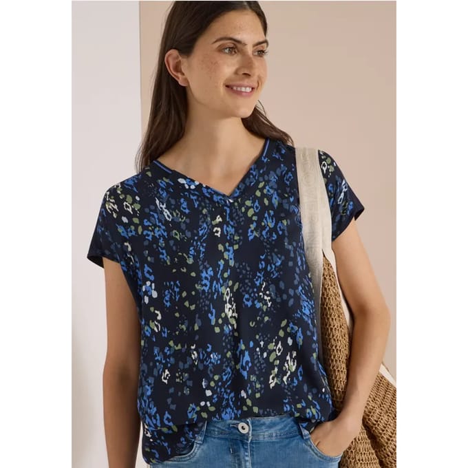 Blouse met korte mouwen en een mix van texturen