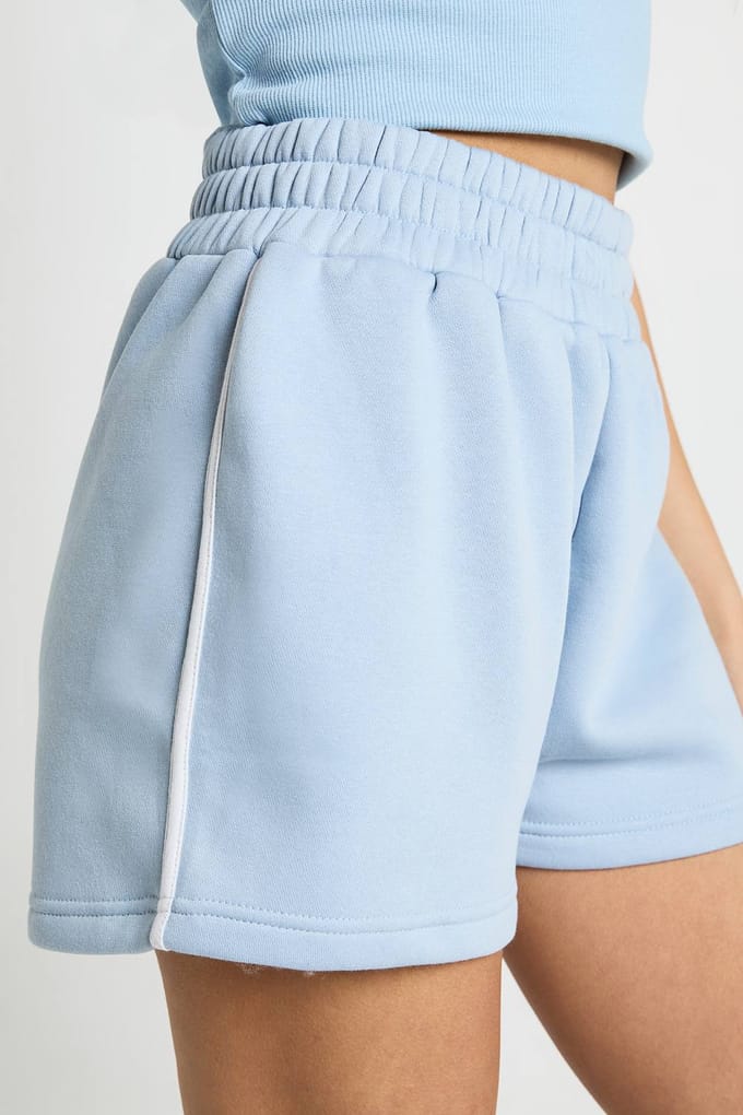 boohoo Dames Runner Short Met Contrasterende Biesjes | Blauw | Maat: Medium
