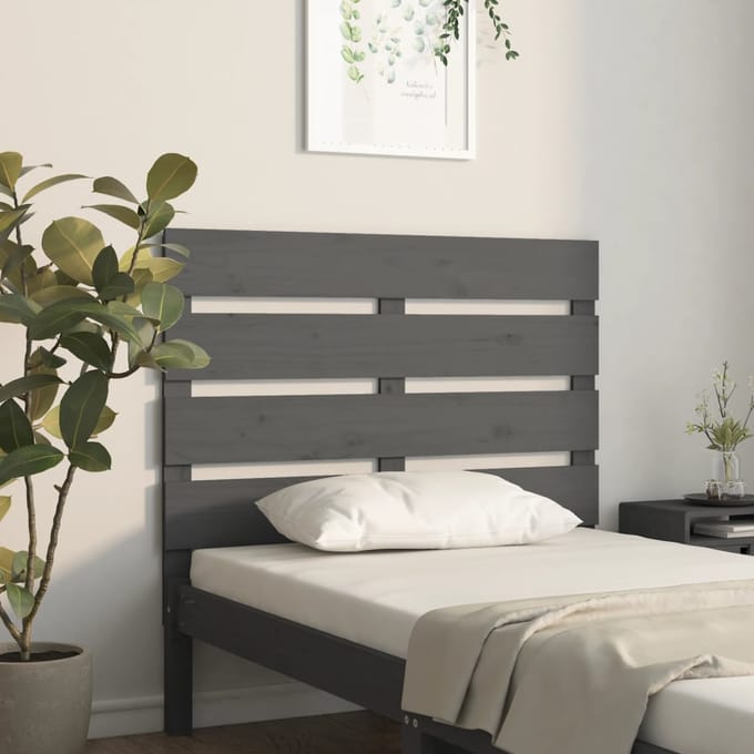 vidaXL - Hoofdbord - 100x3x80 - cm - massief - grenenhout - grijs