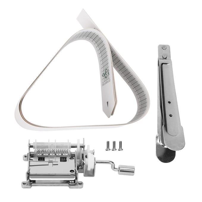 15-tonige Handzwengel Muziekmechanisme met 3 Stuks Blanco Papierstroken en Perforator voor DIY Muziekdoos Onderdelen white