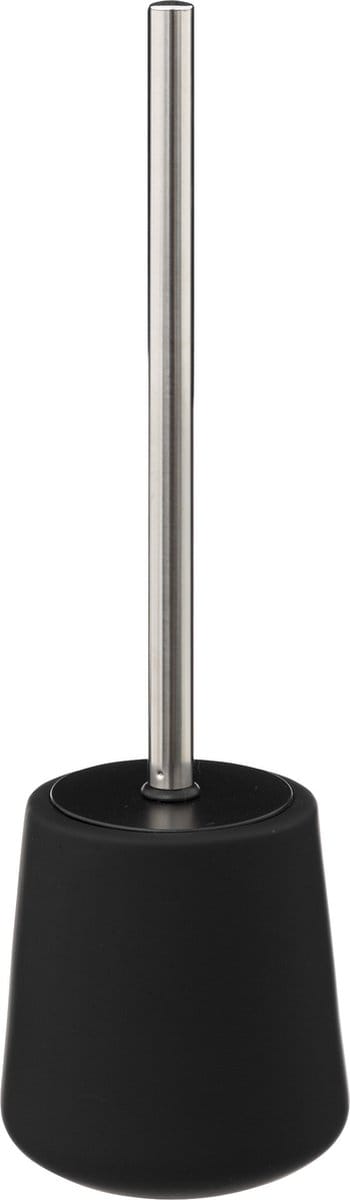 5Five WC-/toiletborstel met houder - zandsteen - zwart - rond - 39 cm