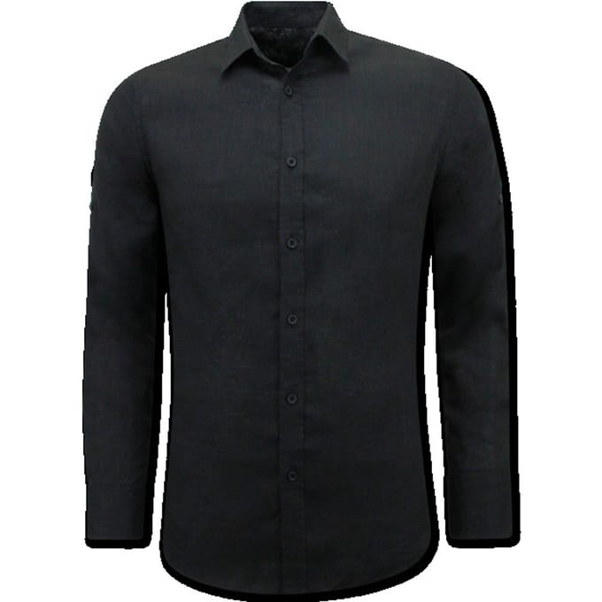Linnen Overhemd Heren - Regular Fit - Blanco - Zwart