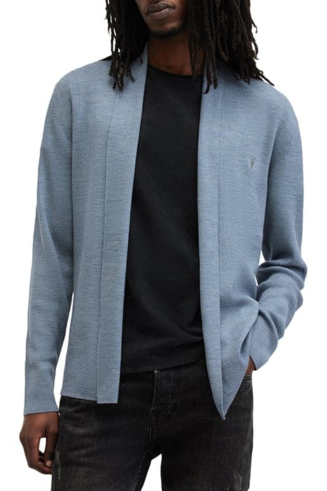 AllSaints Mode Merino Open Car Dusty Blue Größe: XXL | Cardigans Outlet | Herren | Blau
