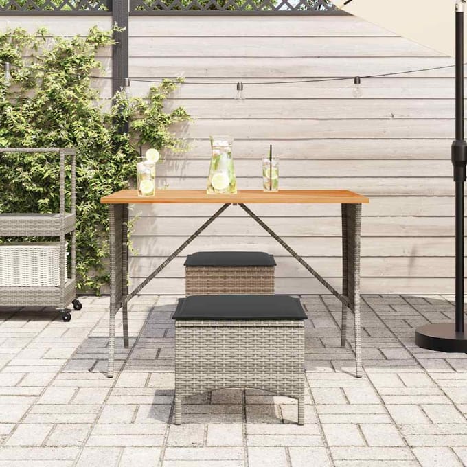 vidaXL - 3-delige - Tuinset - met - kussens - poly - rattan - grijs