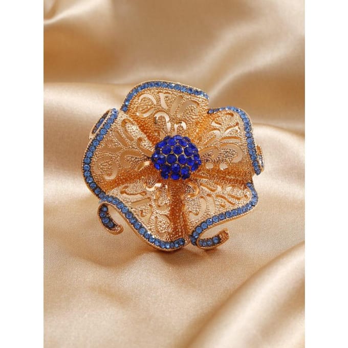 Oversize geometrische holle bloem dikke ringen voor vrouwen verstelbare prinses koningin grote bruiloft accessoires ringen