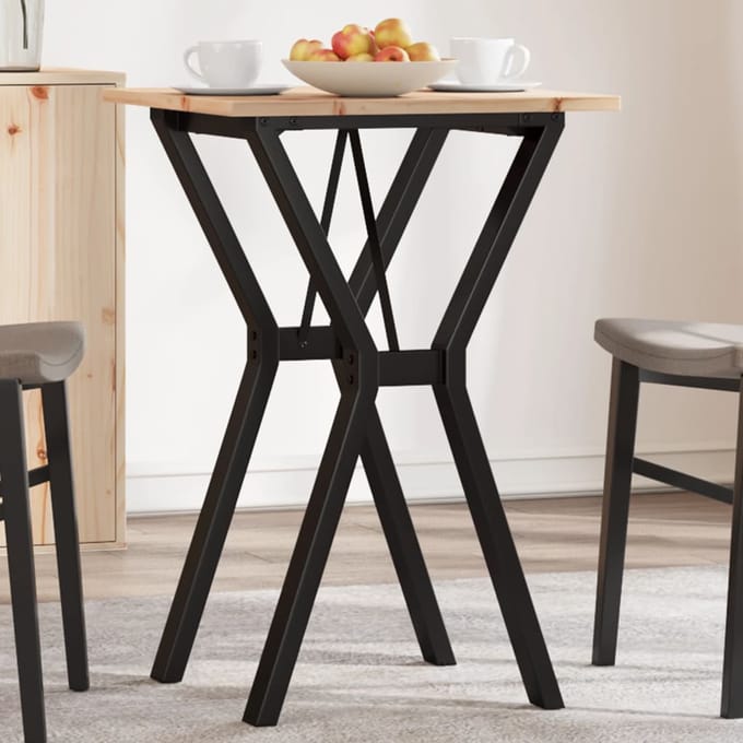 vidaXL - Eettafel - Y-frame - 50x50x75 - cm - massief - grenenhout - en - staal