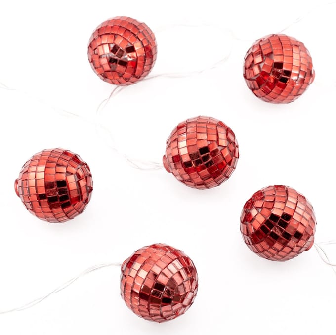 HomeBound by KY | Kerstslinger discobal met LED rood | Kerstslinger discobal | kerst | feestdecoratie
