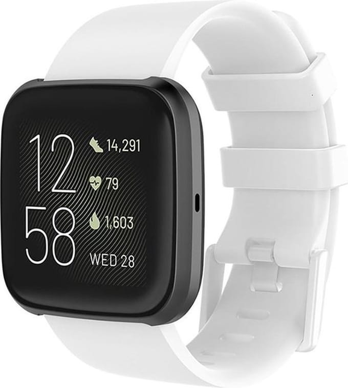 Shop4 - Fitbit Versa Bandje - Small Siliconen Wit