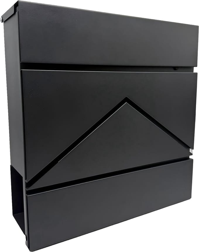 Brievenbus - 37x37x11 cm - met krantenvak - zwart