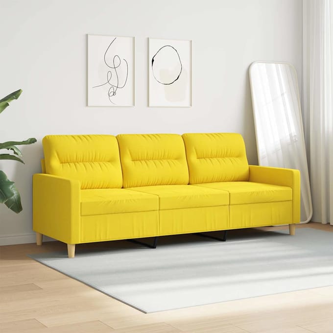 vidaXL - Driezitsbank - 180 - cm - stof - lichtgeel