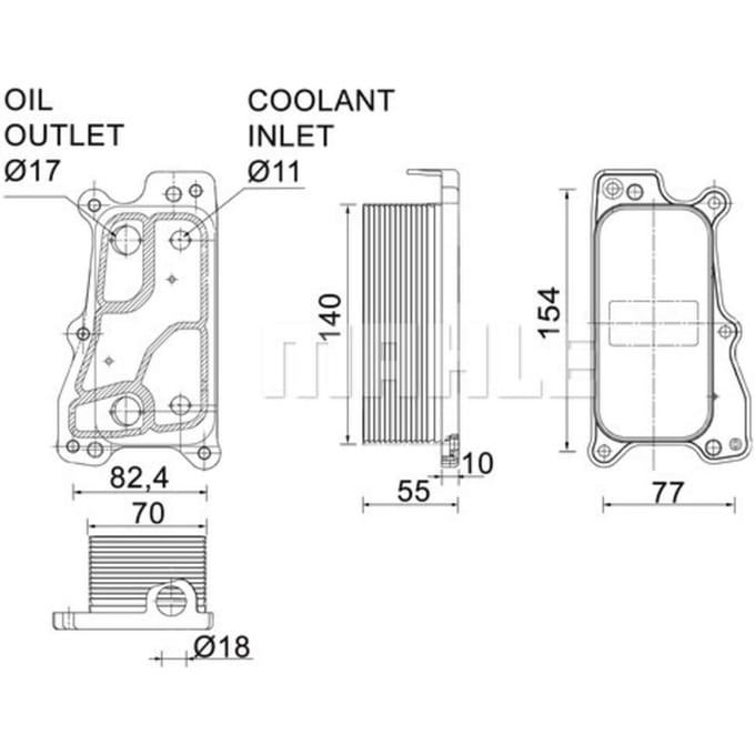 Olie radiator, motorolie  MAHLE CLC 235 000P