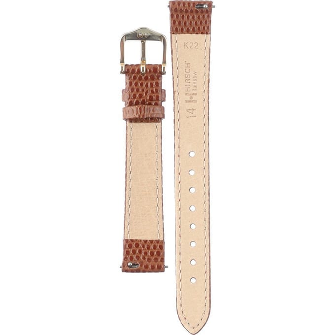 Hirsh Horlogeband Rainbow Goudbruin - Leer - 14mm