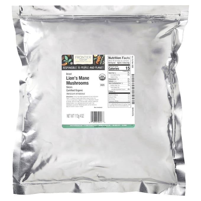 Frontier Co-Op, Biologische Gedroogde Hertengewei Paddenstoelen, Vlokken, 113G(4 Oz) beige