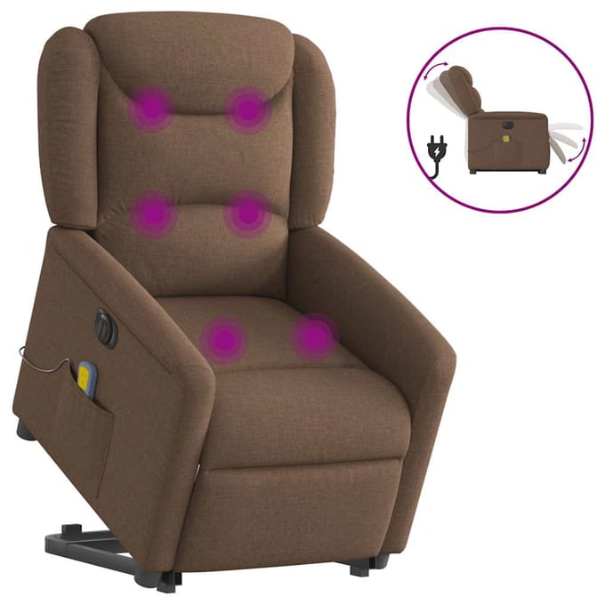 vidaXL - Sta-op-massagestoel - elektrisch - verstelbaar - stof - bruin