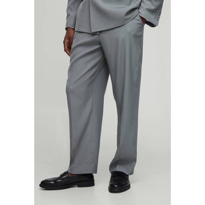 Broek met ontspannen pasvorm en geplooide voorkant | Grey | Size 36