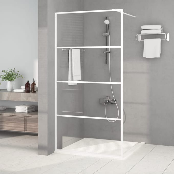 vidaXL - Inloopdouchewand - 100x195 - cm - transparant - ESG-glas - wit
