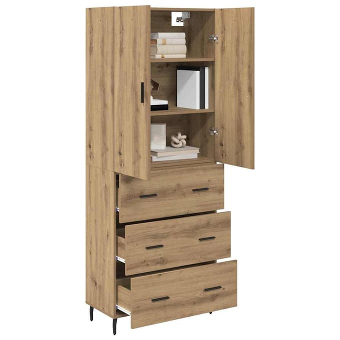 vidaXL - Highboard - 2 - st - Artisan - Eiken - 69,5 - x - 34 - x - 180 - cm - Bewerkt - hout