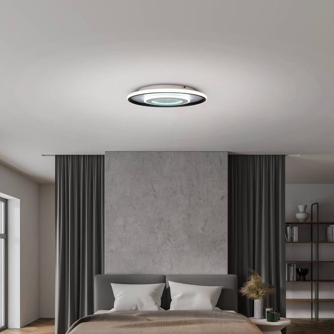 Näve Livana LED plafondlamp, wit/zwart, Ø 50 cm, CCT, dimbaar