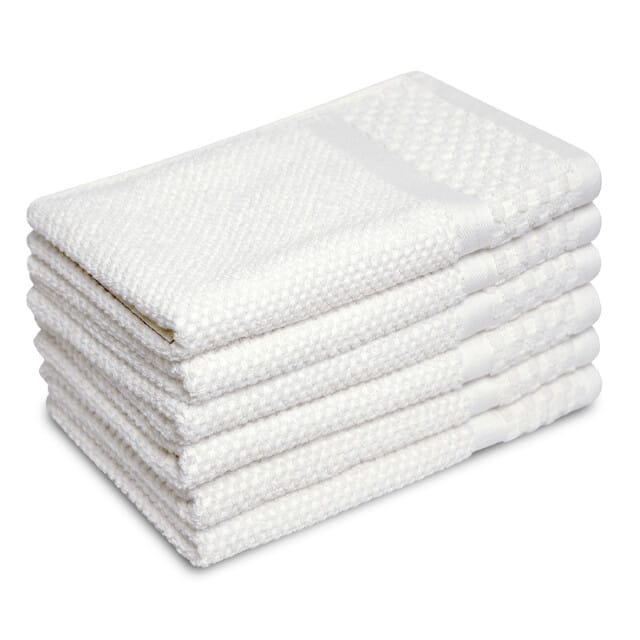 PHLOX Soft Popcorn Gastendoekjes 30x50 cm - Set van 6 - 100% Katoen 500 g/m2 - Wit