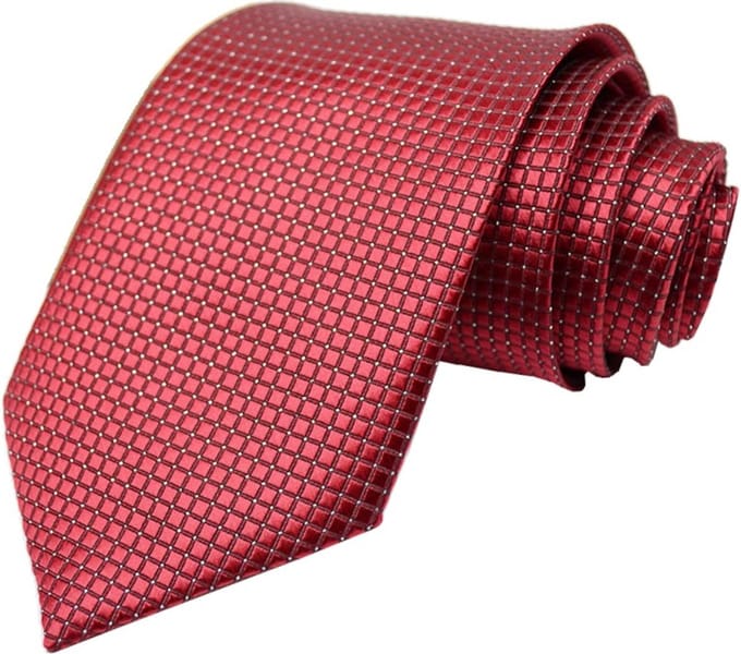 Fako Fashion - Stropdas - Ruit - Satijn - 8cm - 145cm - Donkerrood