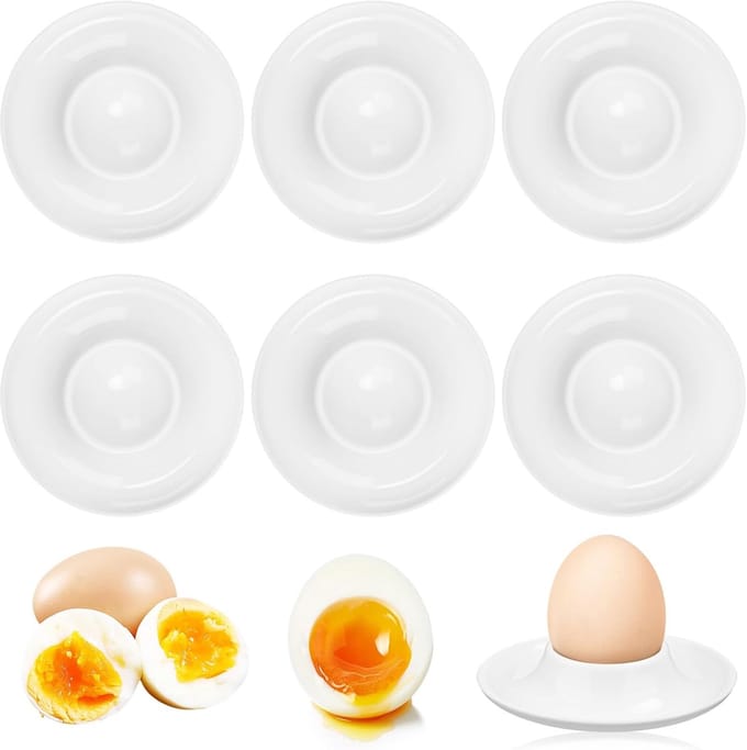 Eierdopjes, wit, grappige eierdopjes, 6 stuks, eierhouder voor ontbijt, keuken, eetkamer