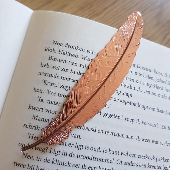 Boekenlegger - Metaal - Veer - Lezen - Rose gold