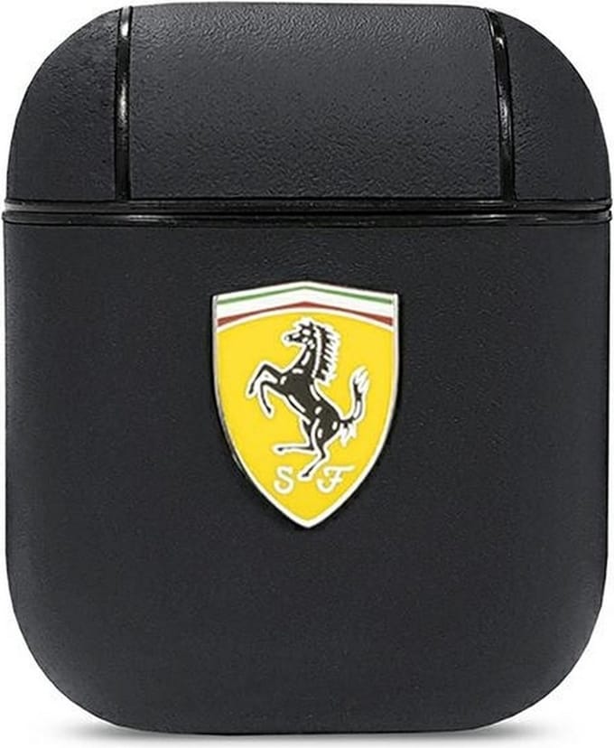 Ferrari On-Track Leather Case voor Apple Airpods 1 & 2 - Zwart