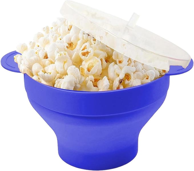 Popcorn Kom - Popcorn Bakje - Thuisbioscoop Snacks - Opvouwbaar Ontwerp - 24 cm - Donkerblauw