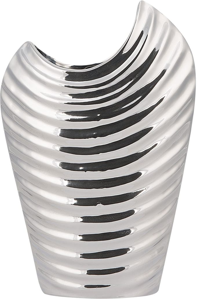 ECETRA - Decoratieve vaas - Zilver - Keramiek