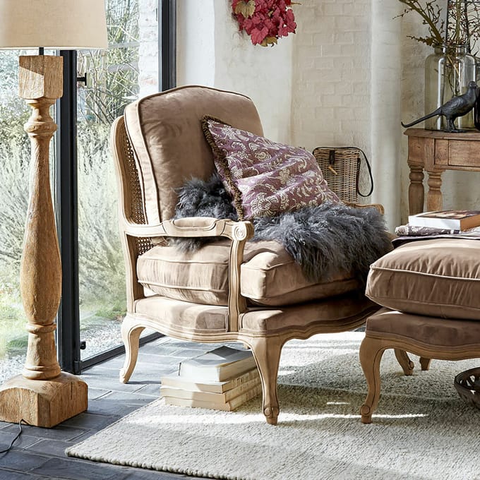 LOBERON Fauteuil Corlay taupe/bruin