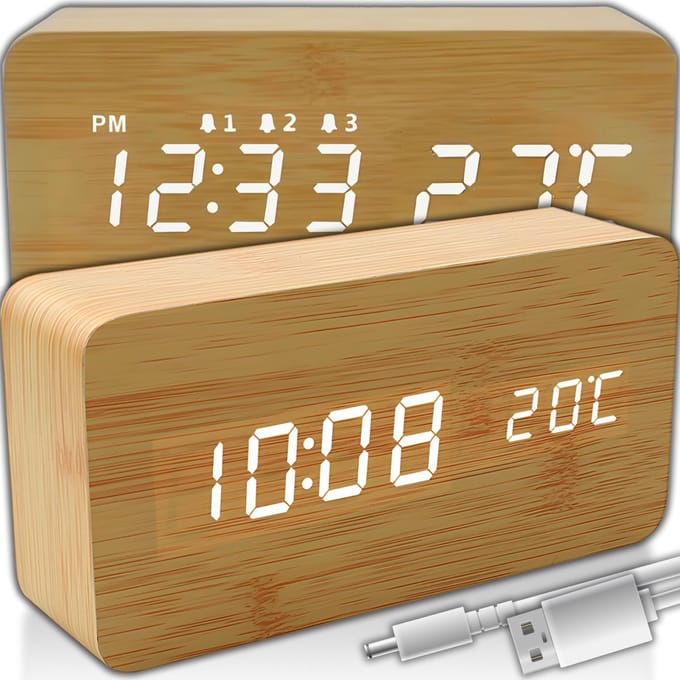 Dailygoods- Wekker digitale Led - Tafelklok met temperatuurweergave