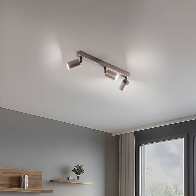TK Lighting Plafondspot Top, verstelbaar, bruin, 3-lamps lineair