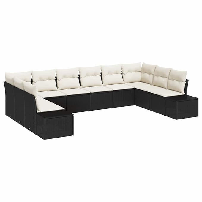 vidaXL Tuin Sofa Set 10 st Zwart poly rattan