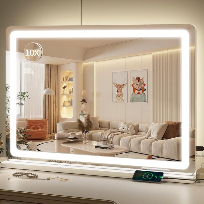 Grote LED Make-up Spiegel met Dimbaar Licht en Touchscreen - Wandmontage of Tafelmodel