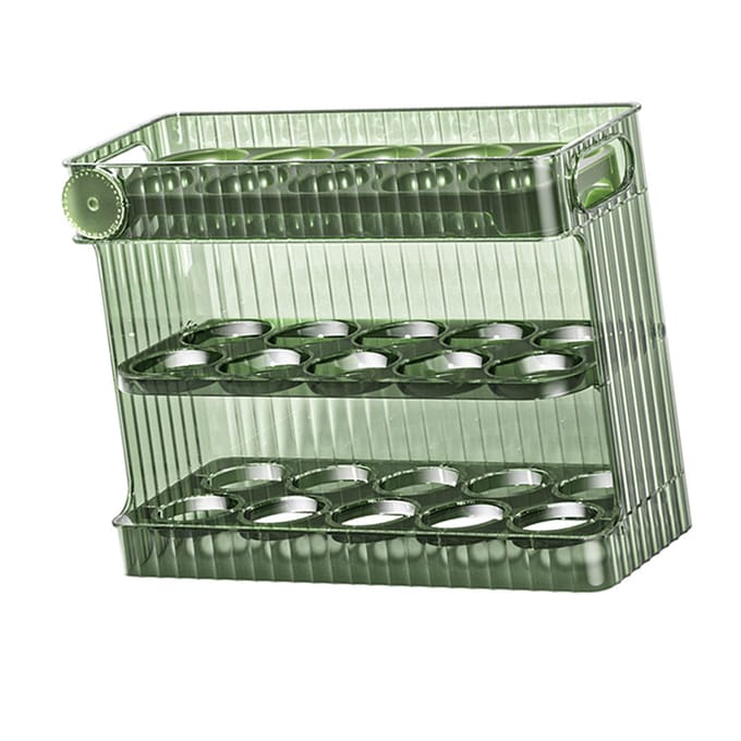 30 Stuks Flip Koelkast Eierdoos Container PET Auto Eieren Vers Houden Flip Eierdoos Container voor Koelkastdeur Groen groen