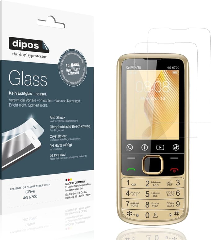 dipos – 2x Pantserfolie geschikt voor GFive 4G 6700 | 9H Screenprotector