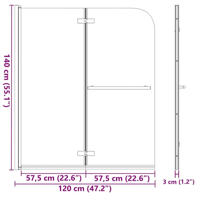 vidaXL - Douchecabines - zilver - 120 - x - 140 - cm - Gehard - glas - en - aluminium