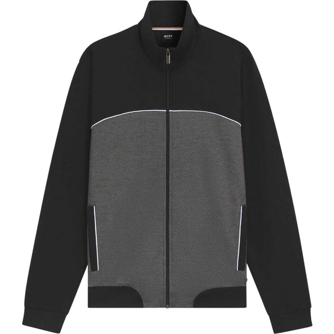 Boss Heren Track Jacket met contrasterende biezen (Zwart)