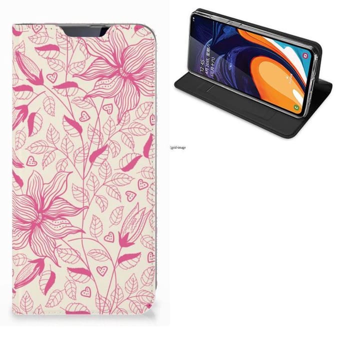 Samsung Galaxy A60 Smart Cover Pink Flowers