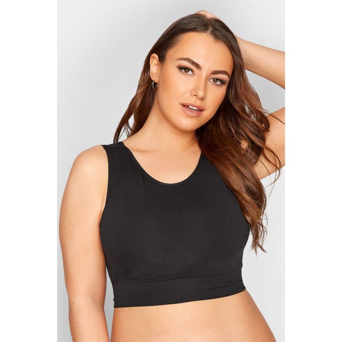 Yours Cropped Bralette Zonder Naden In Zwartsize 46-48