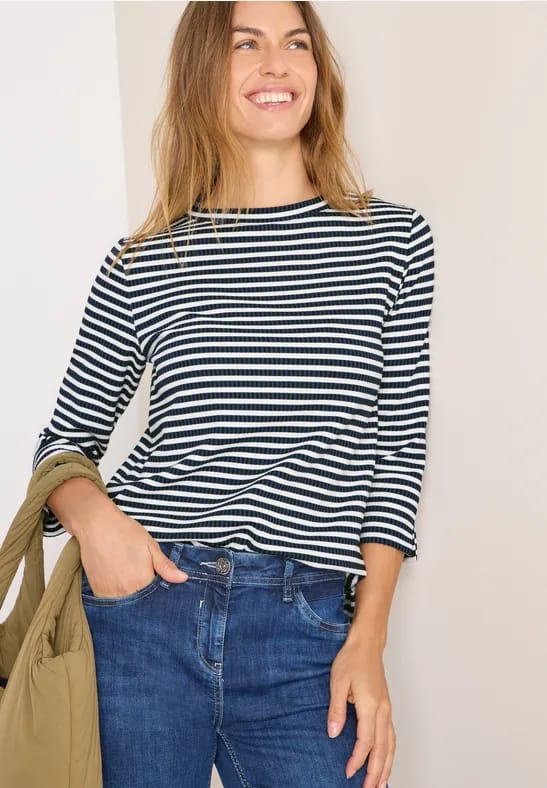 Gestreept shirt met structuur