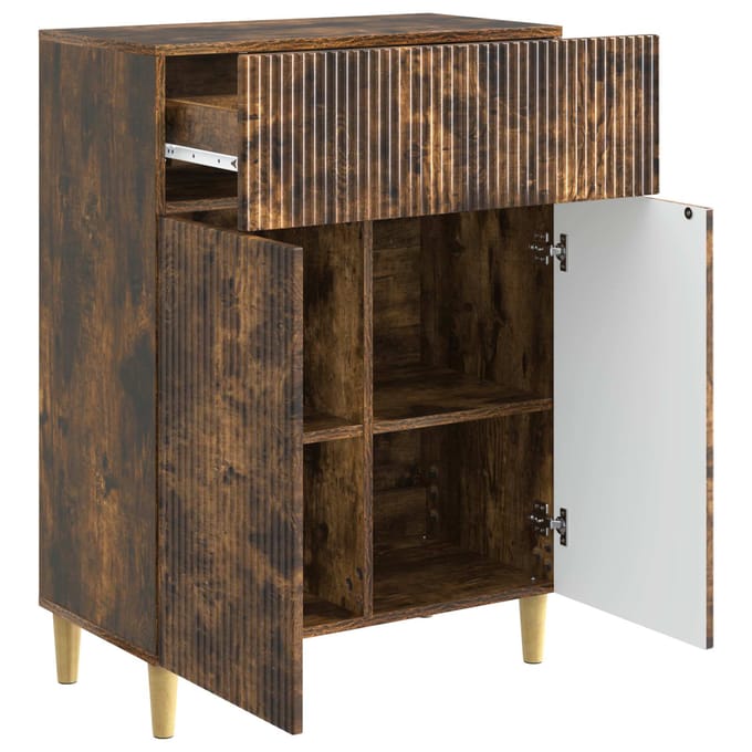 vidaXL - Dressoir - met - lade - Gerookt - eiken - 66 - x - 34,5 - x - 90 - cm - Bewerkt - hout