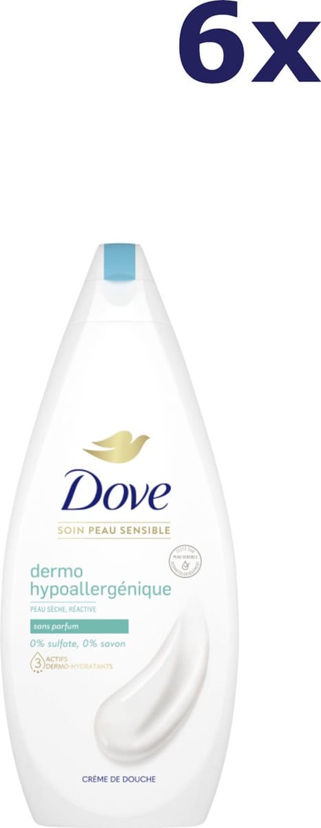 6x Dove 750ml douchecrème hypoallergeen