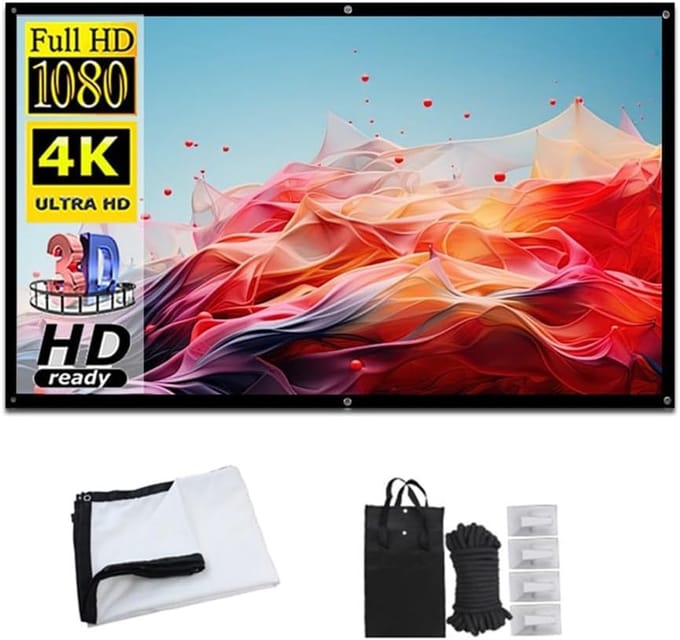 Projectiescherm Buiten - Beamer Scherm - Film Avond - Kreukvrij Polyester - 72 Inch - Wit